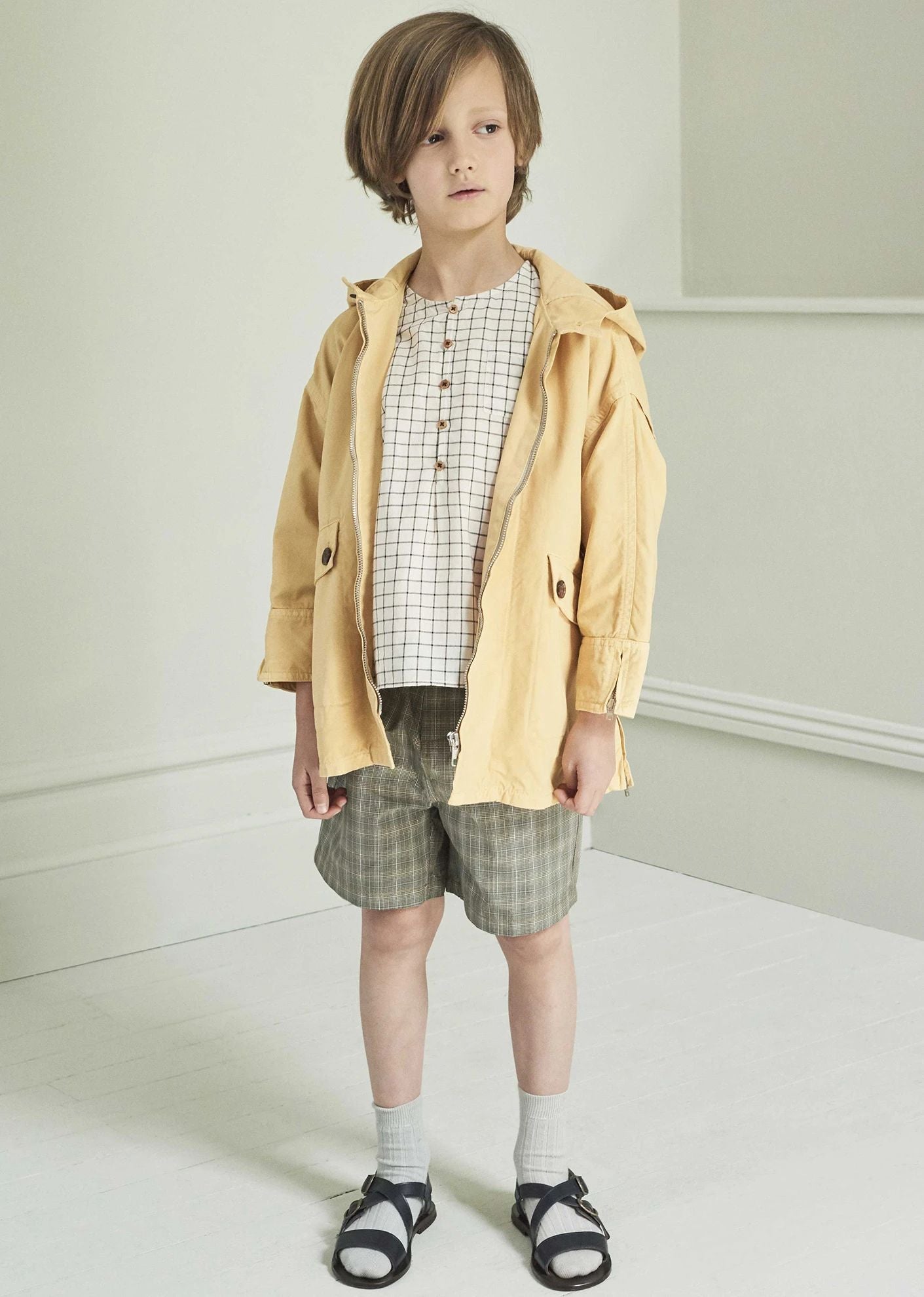 Boys White Check Cotton Shirt