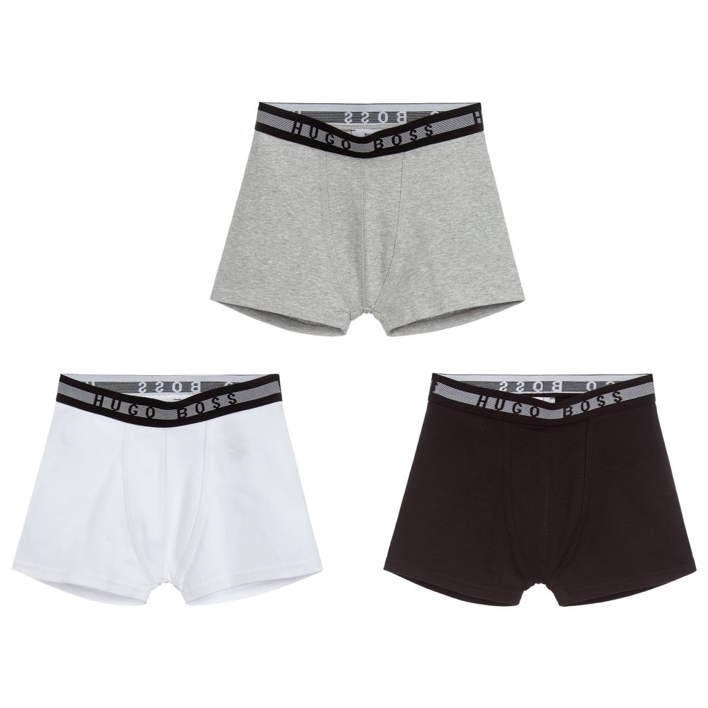 Boys Grey Cotton Underwear Set (3 Pack)