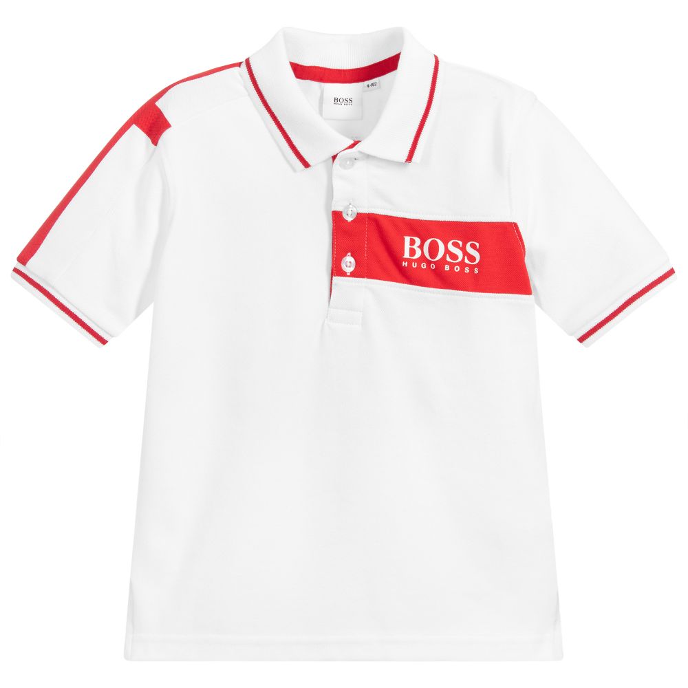 Boys White Cotton Polo Shirt