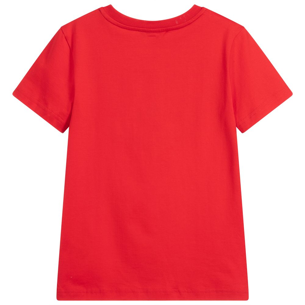 Boys Red Logo Cotton T-shirt