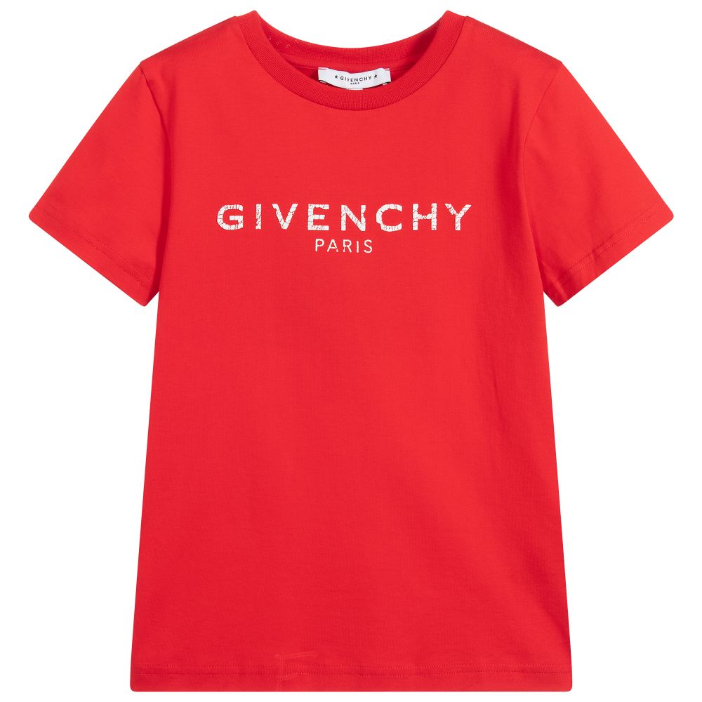 Boys Red Logo Cotton T-shirt