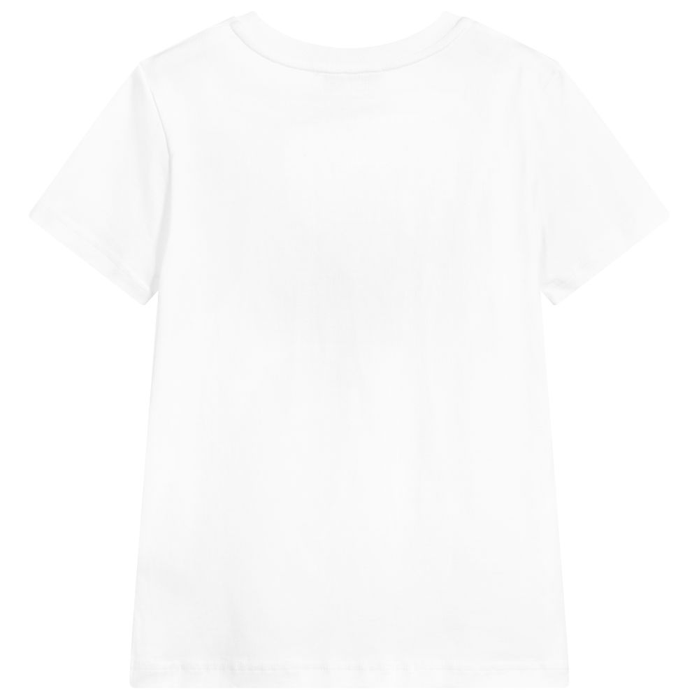 Boys White Logo Cotton T-shirt