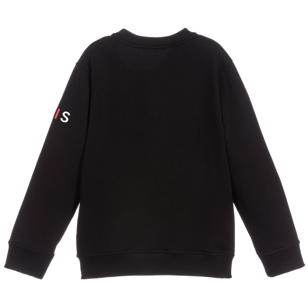 Boys Black Logo Cotton Sweatshirt