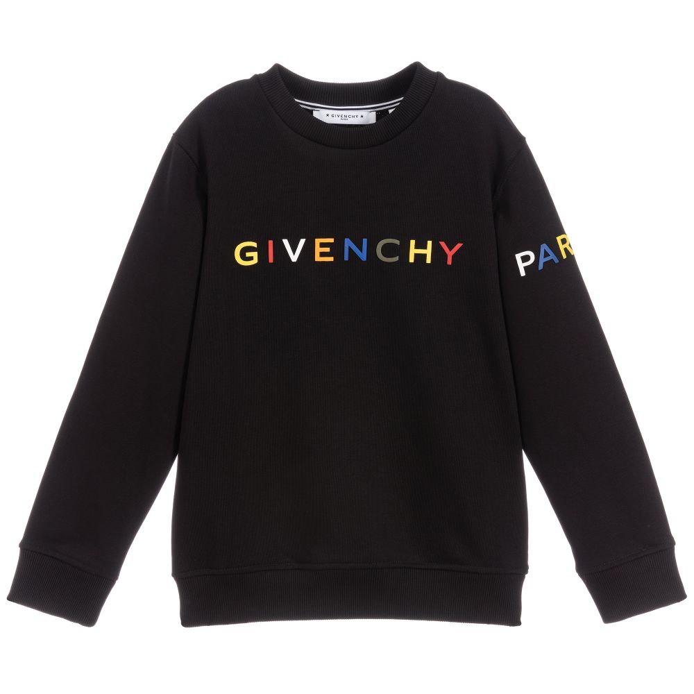 Boys Black Logo Cotton Sweatshirt