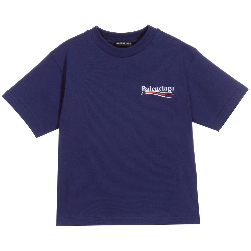 Boys Blue Logo Cotton T-shirt