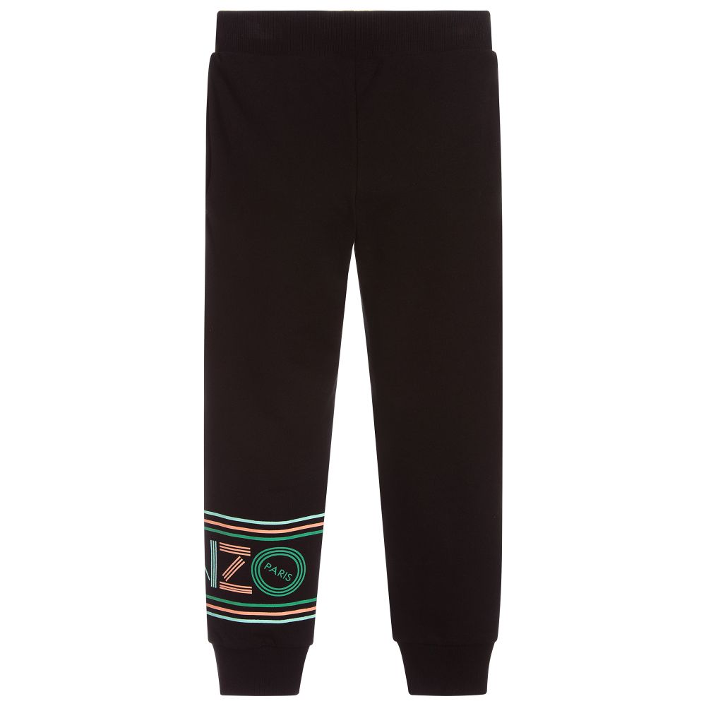 Boys Black Logo Cotton Trousers