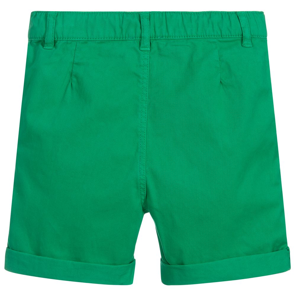 Boys Green Cotton Shorts