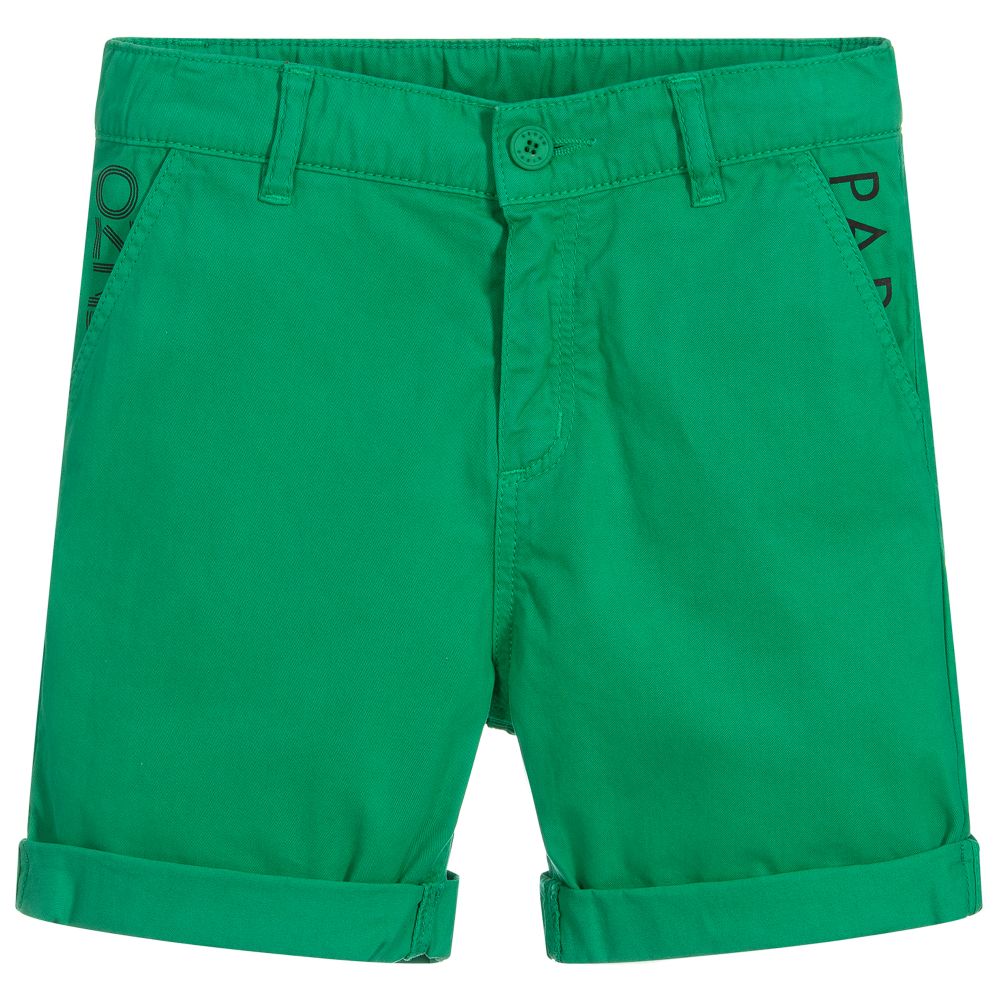 Boys Green Cotton Shorts