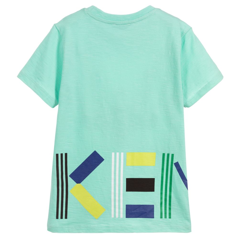 Boys Mint Green Logo Cotton T-shirt