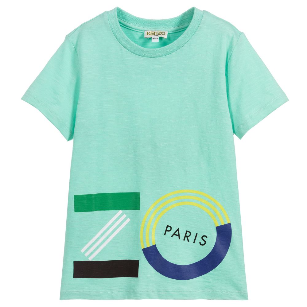 Boys Mint Green Logo Cotton T-shirt