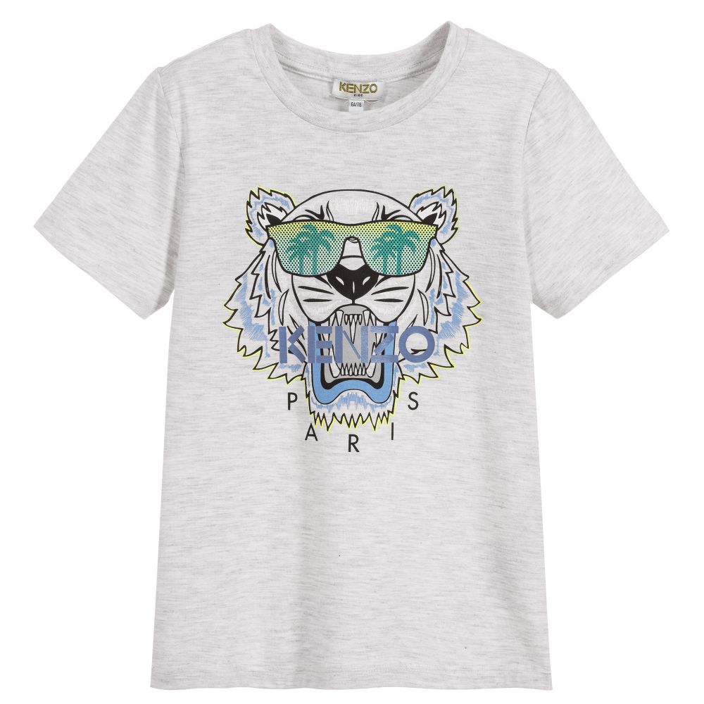 Boys Light Grey Tiger T-shirt