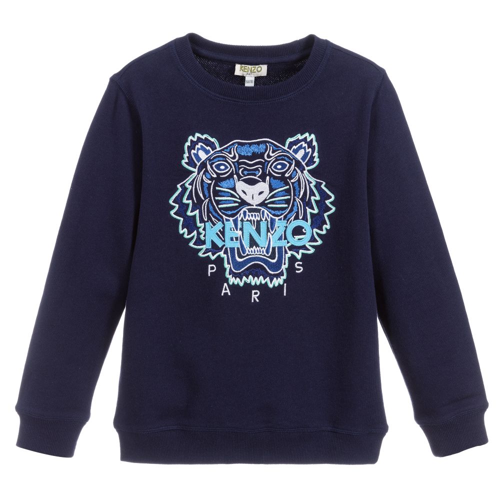 Boys Navy Tiger Cotton Sweatshirt