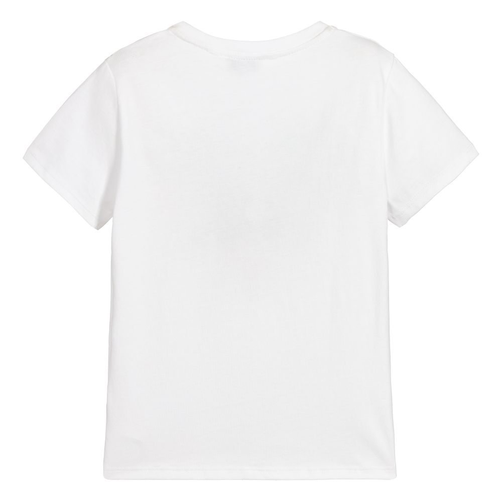 Boys White Logo Cotton T-shirt