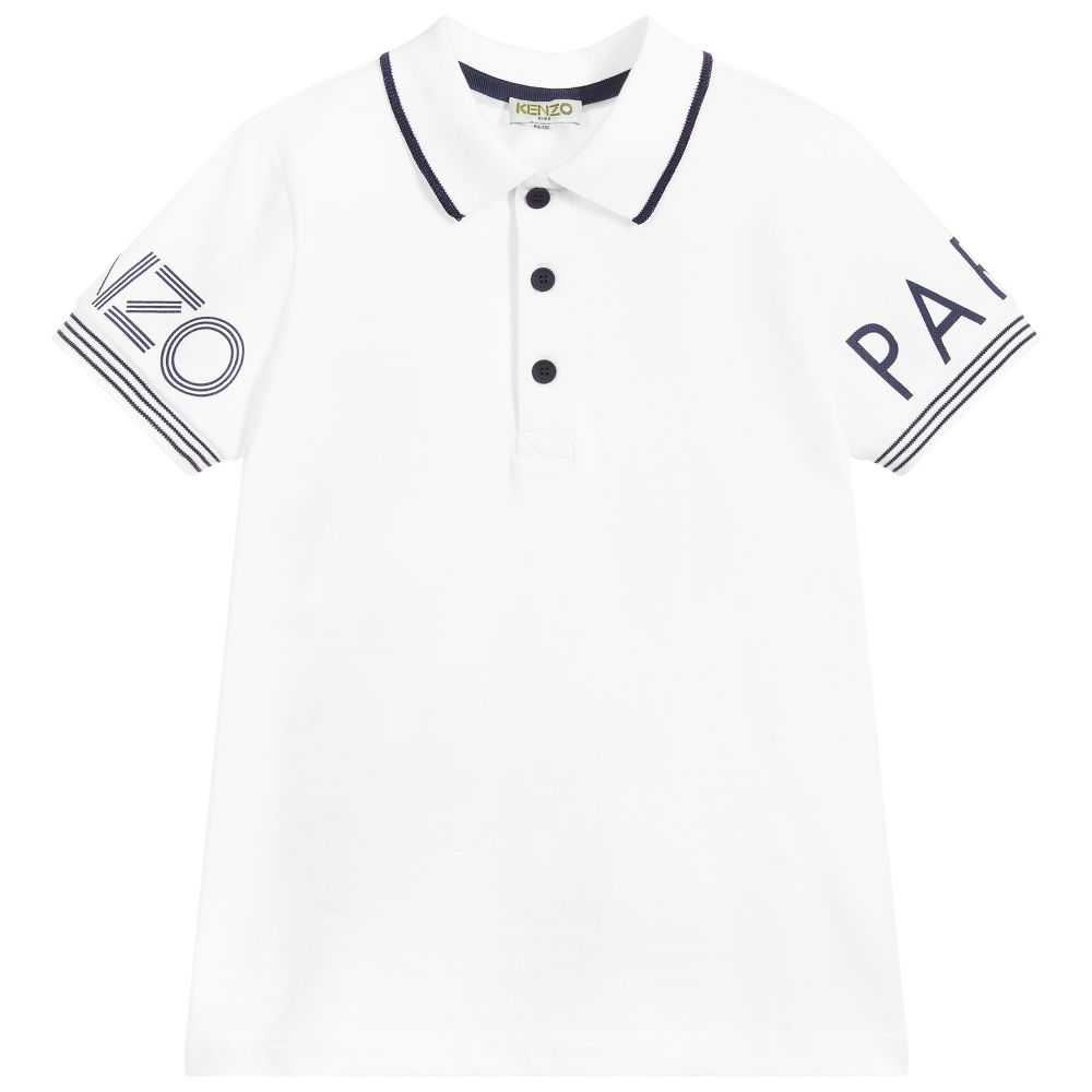 Boys White Logo Polo Shirt