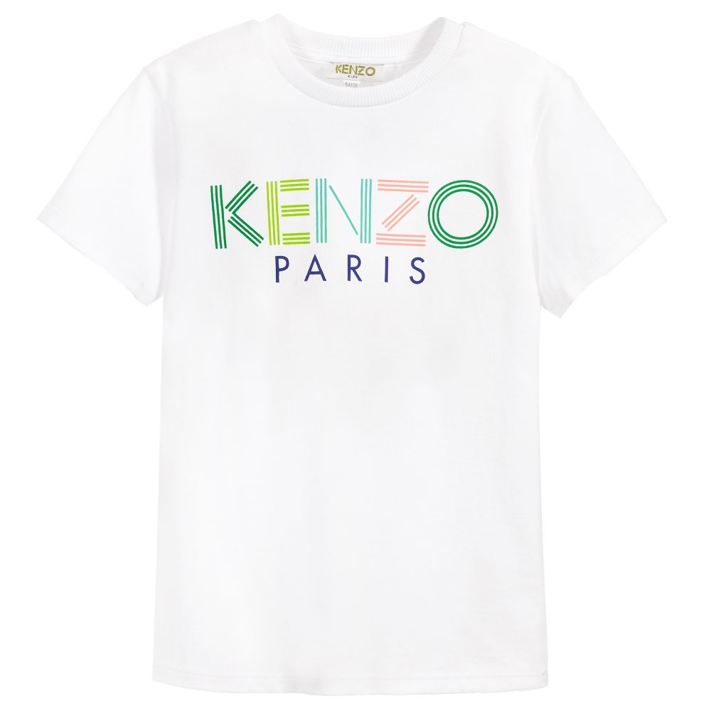 Boys White Logo Cotton T-shirt