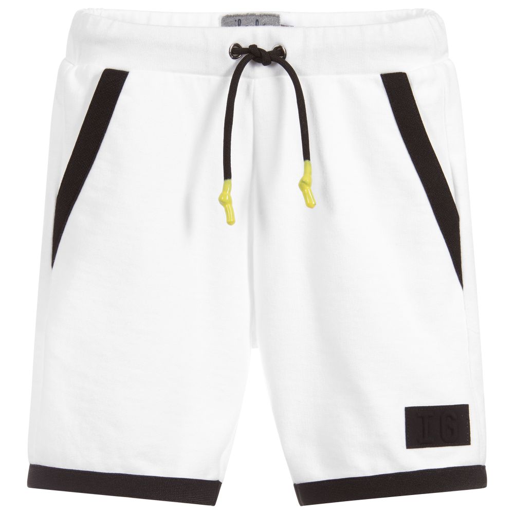 Boys White Cotton Shorts