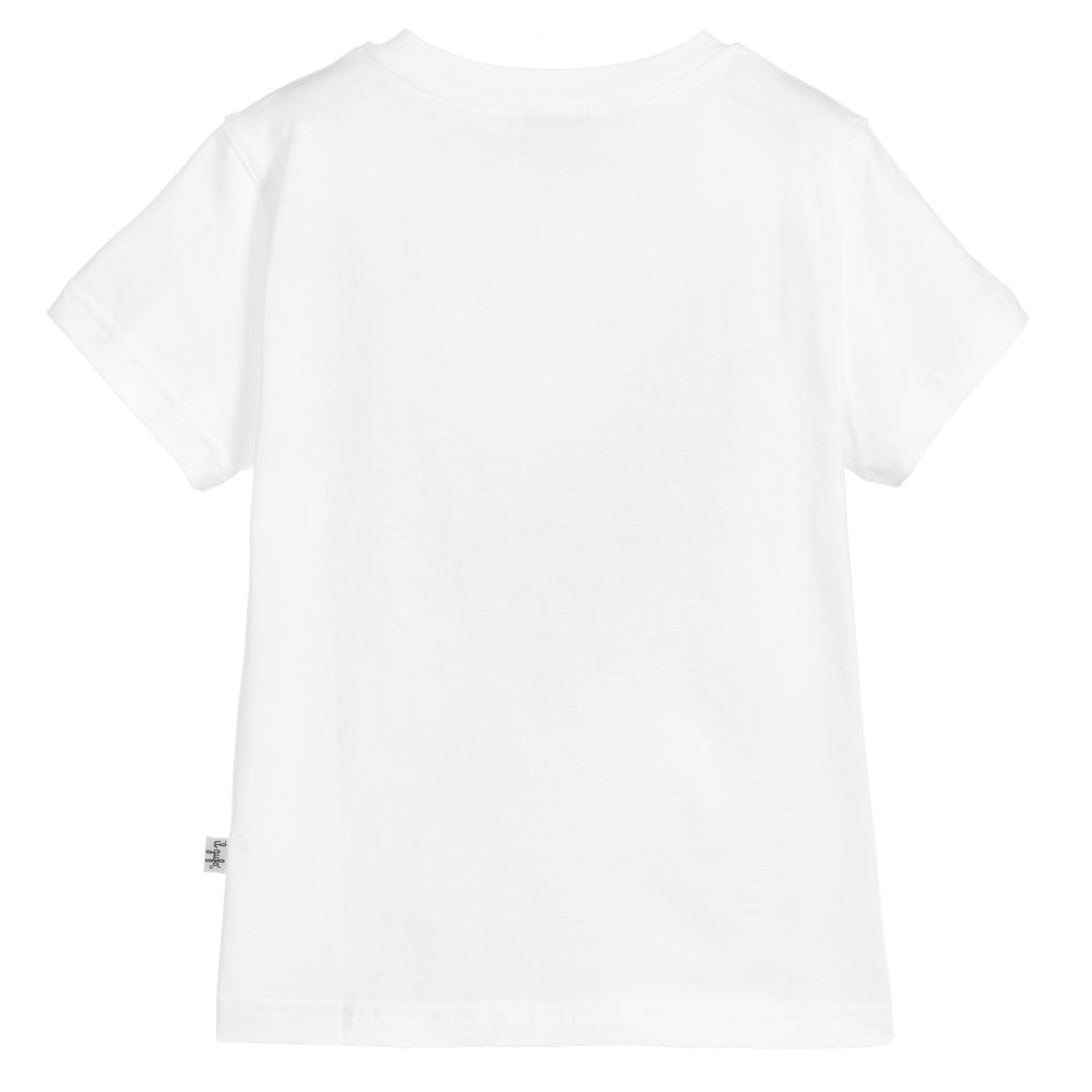 Boys White Cotton T-shirt