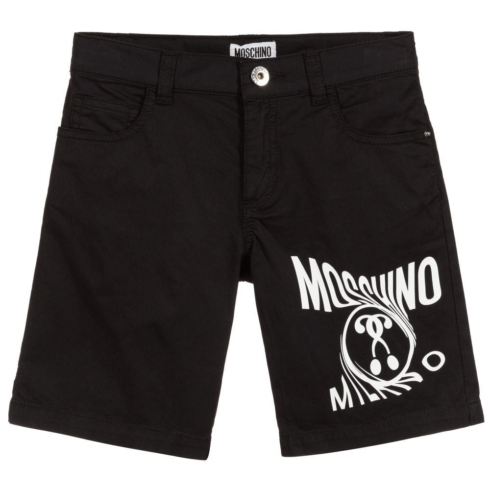 Boys Black Cotton Shorts