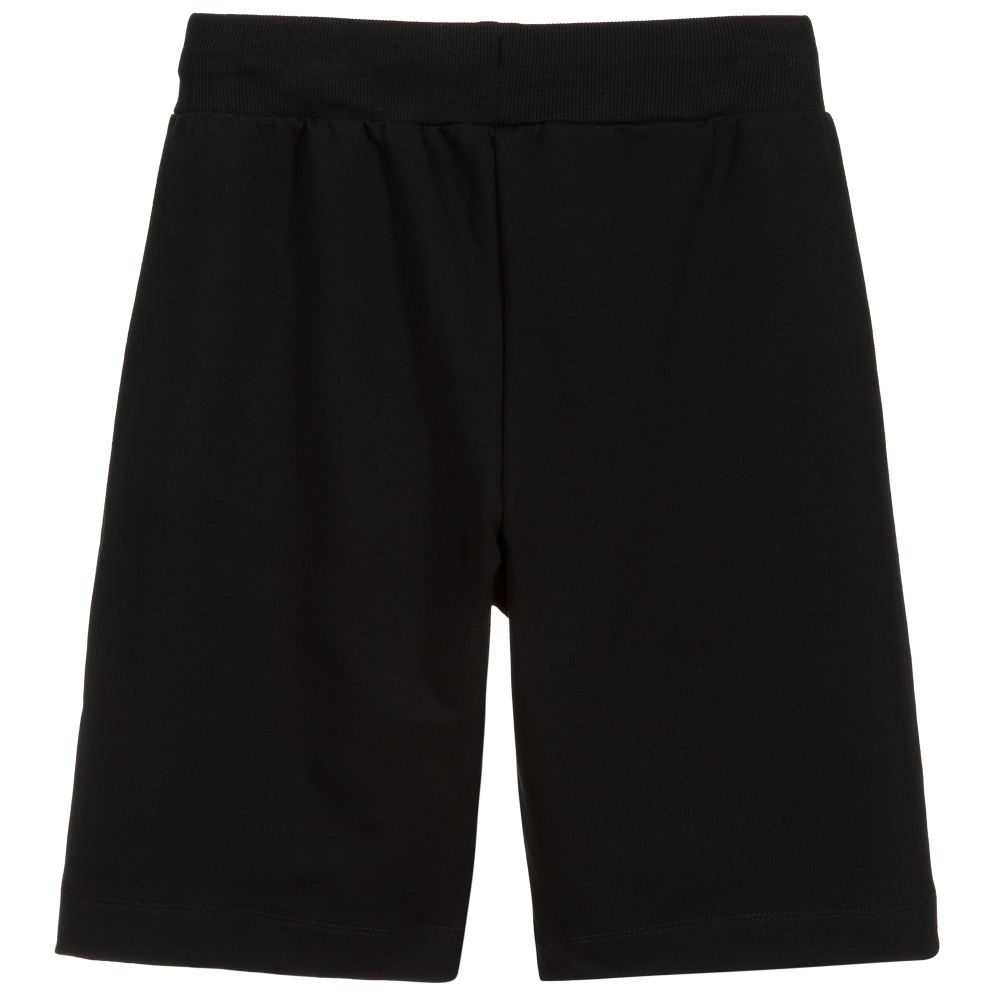 Boys Black Logo Cotton Shorts