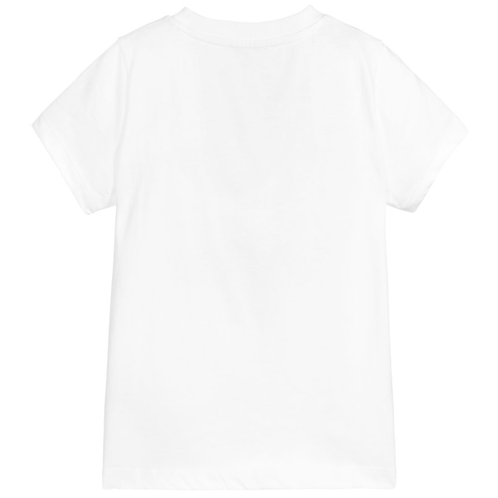 Boys & Girls White Logo Cotton T-shirt