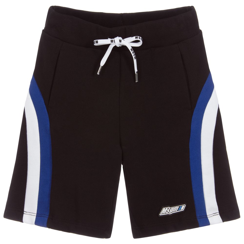 Boys Black Logo Cotton Shorts