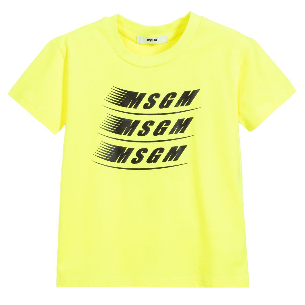 Boys Yellow Logo Cotton T-shirt