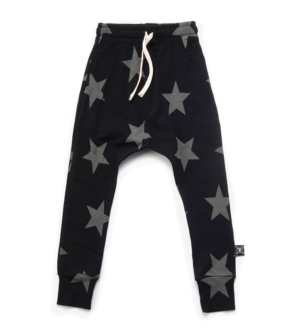 Boys & Girls Black Star Baggy Cotton Trousers