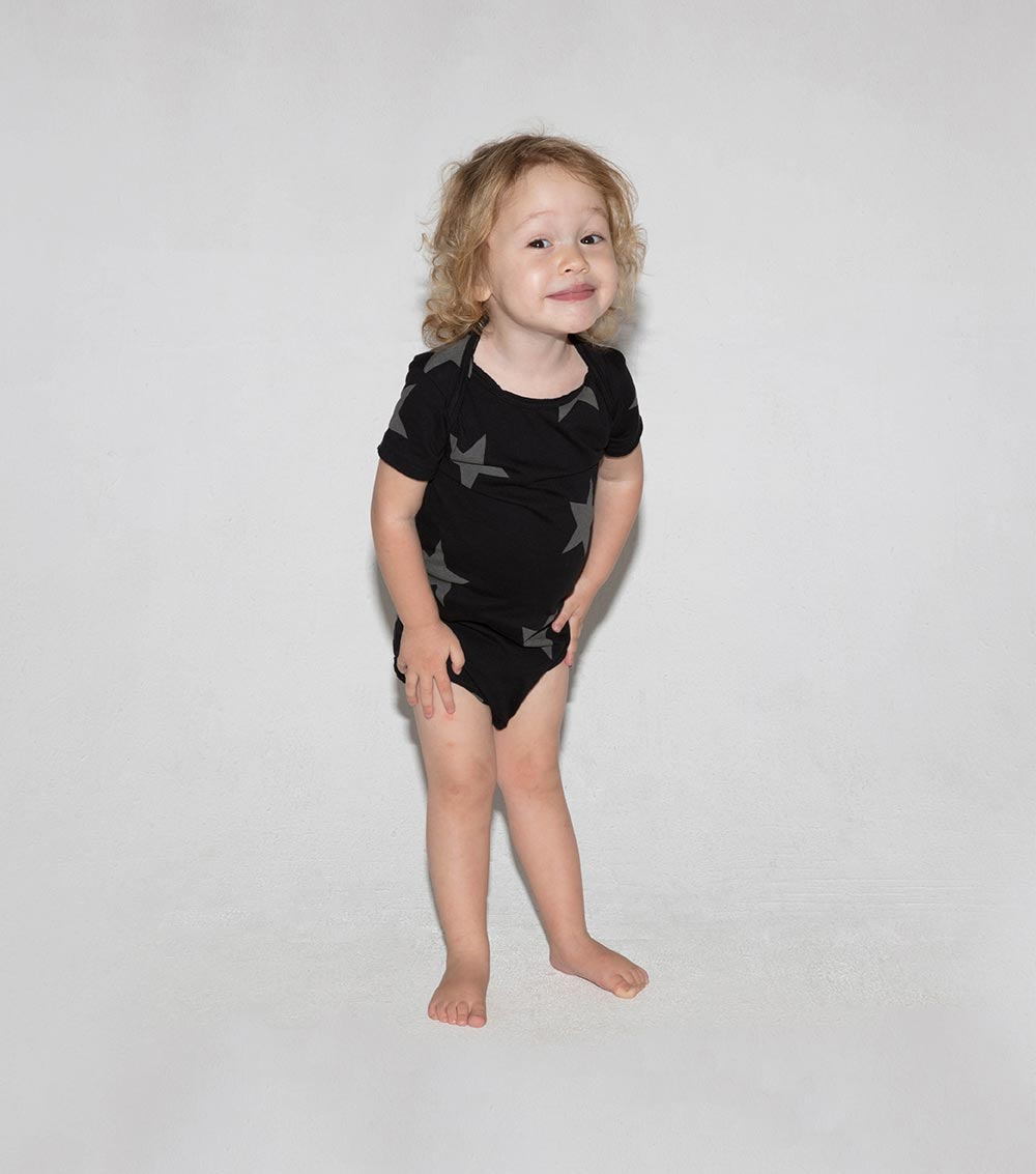 Baby Boys & Girls Black Cotton Babysuit