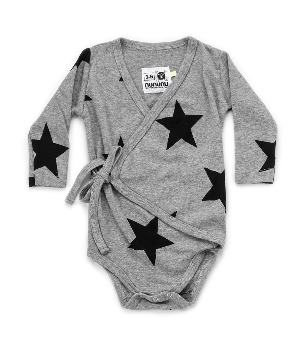 Baby Boys & Girls Grey Cotton Babysuit