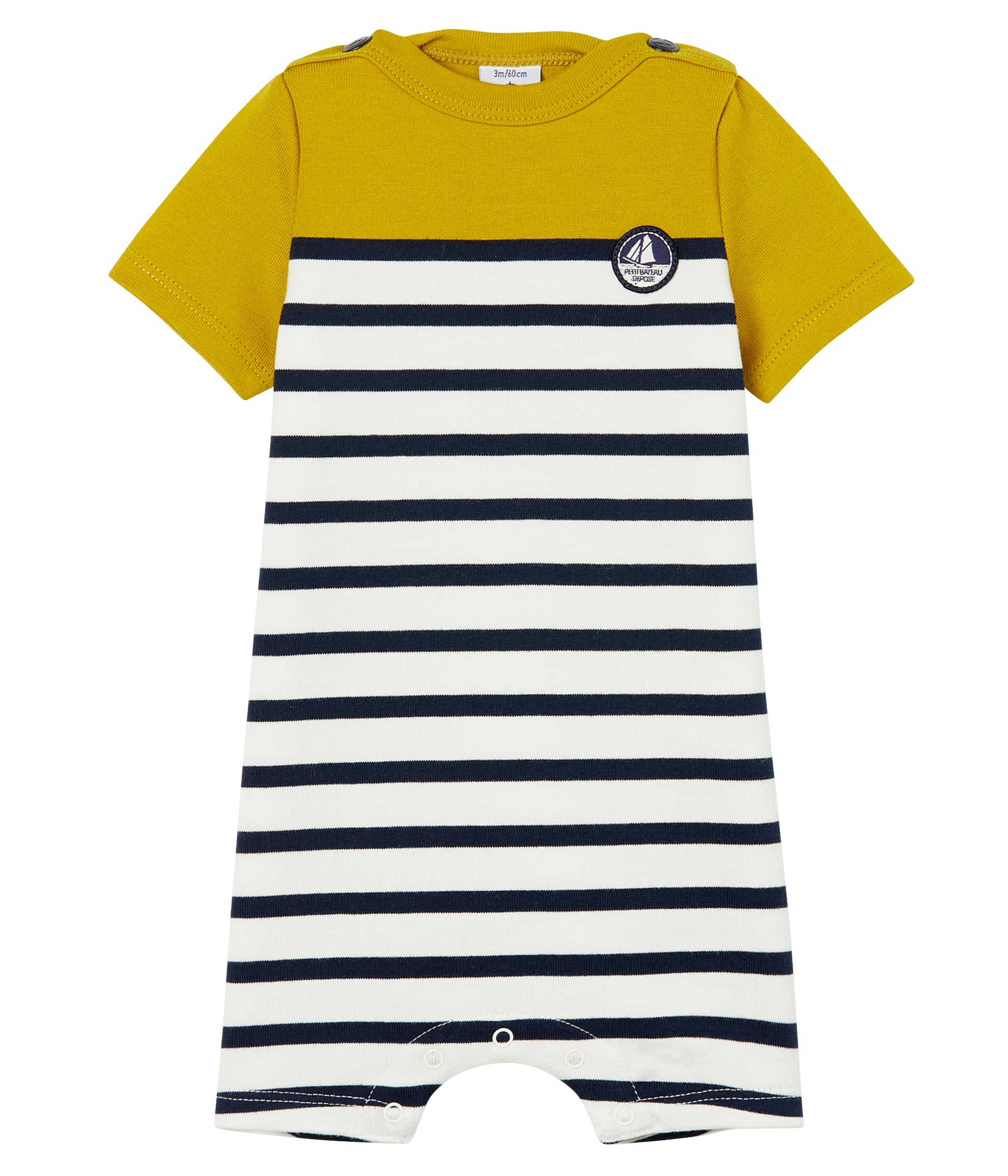 Baby Boys Yellow & White Striped Babysuits