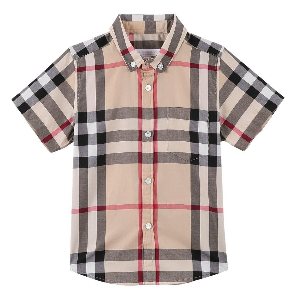 Boys Multicolor Classic Check Short Sleeve Shirt - CÉMAROSE | Children's Fashion Store - 1