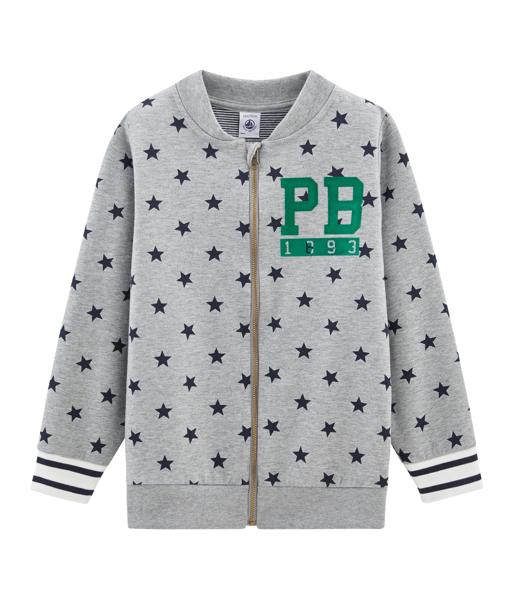 Boys Grey Star Zip Cotton Coat