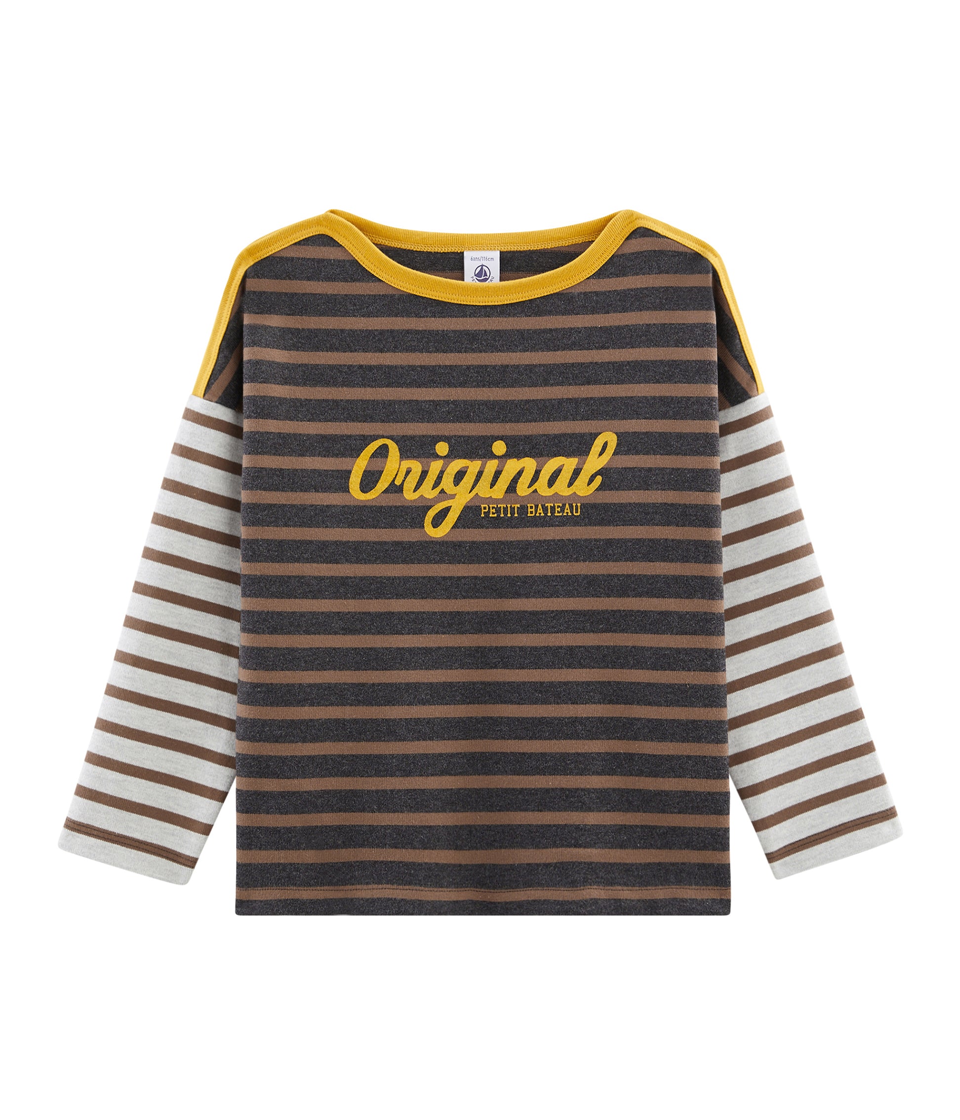 Boys Brown Striped Cotton Shirt