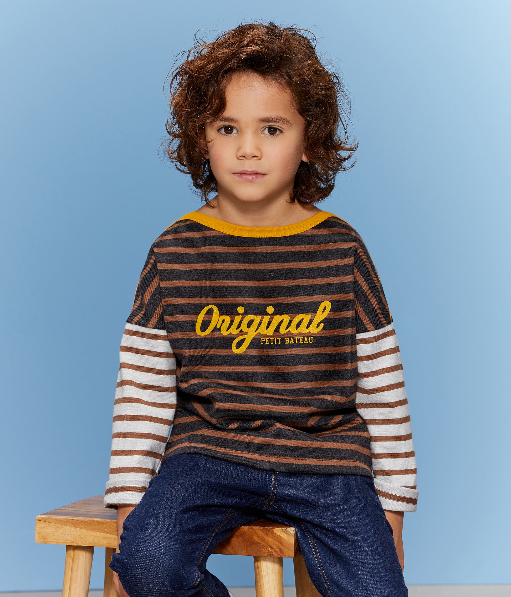 Boys Brown Striped Cotton Shirt