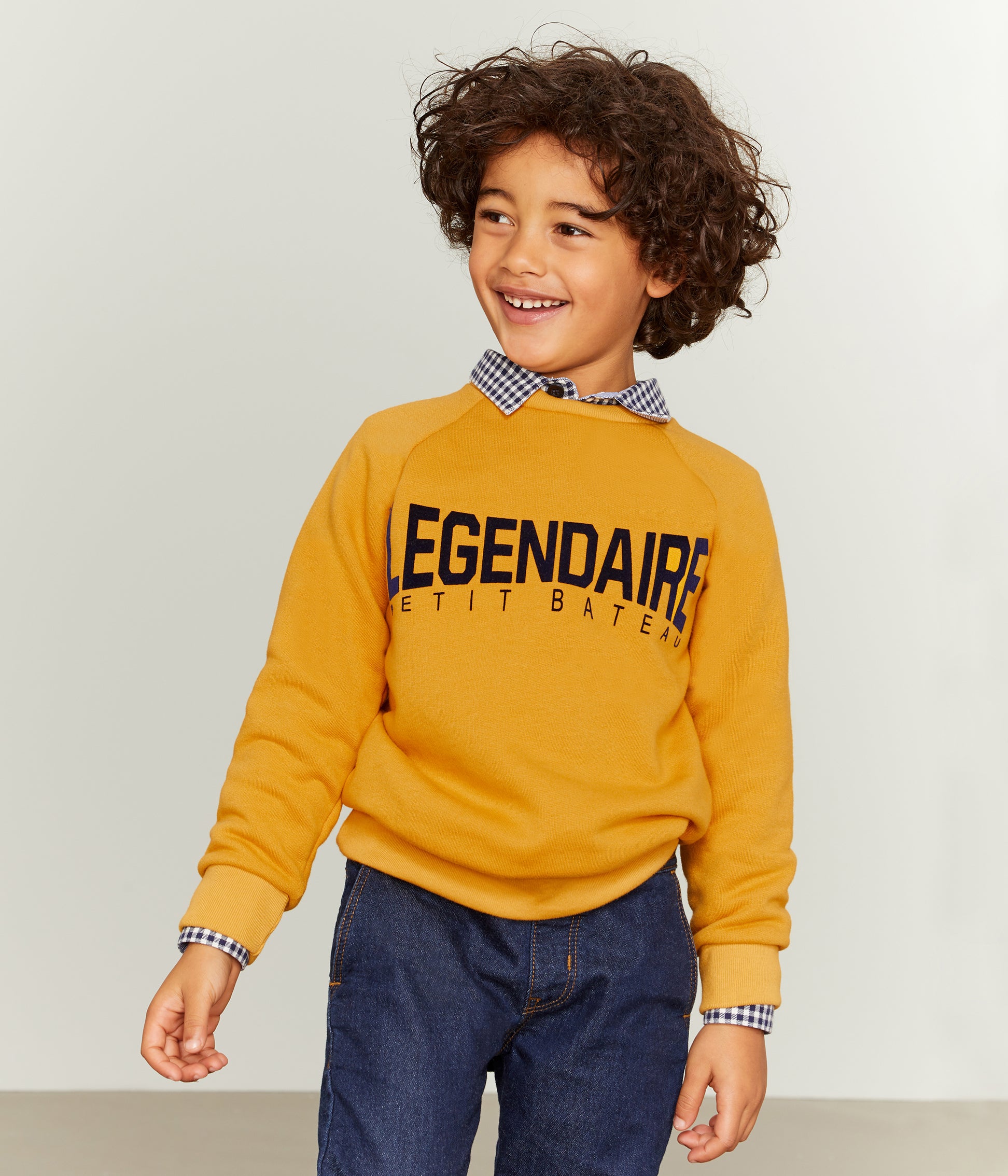 Boys Yellow Logo Cotton Sweatshirt