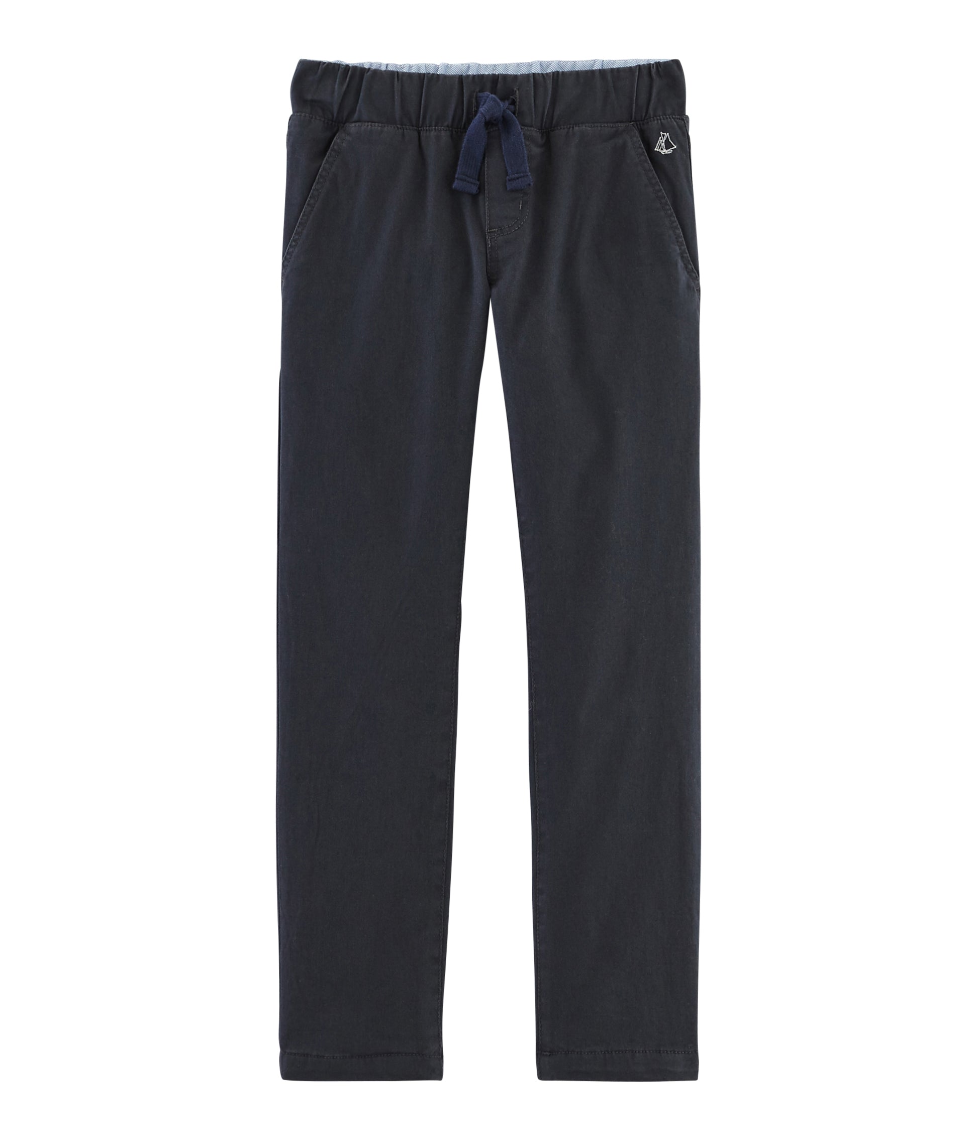 Boys Blue Drawstring Cotton Trousers