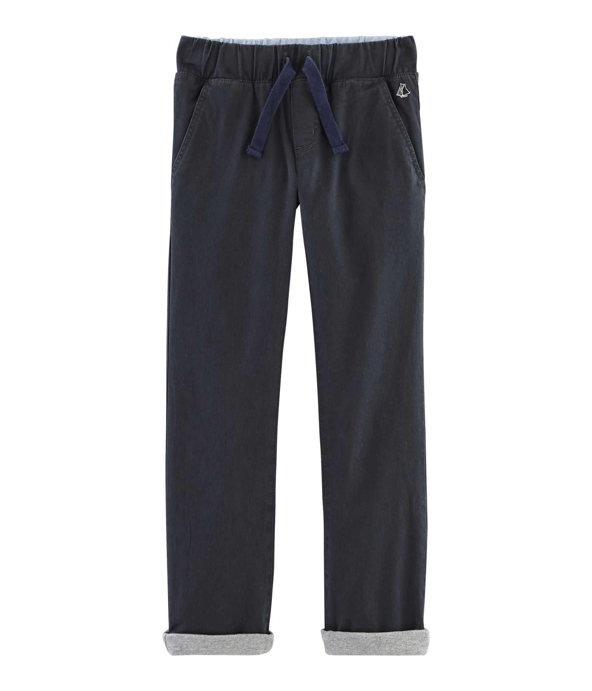 Boys Blue Drawstring Cotton Trousers