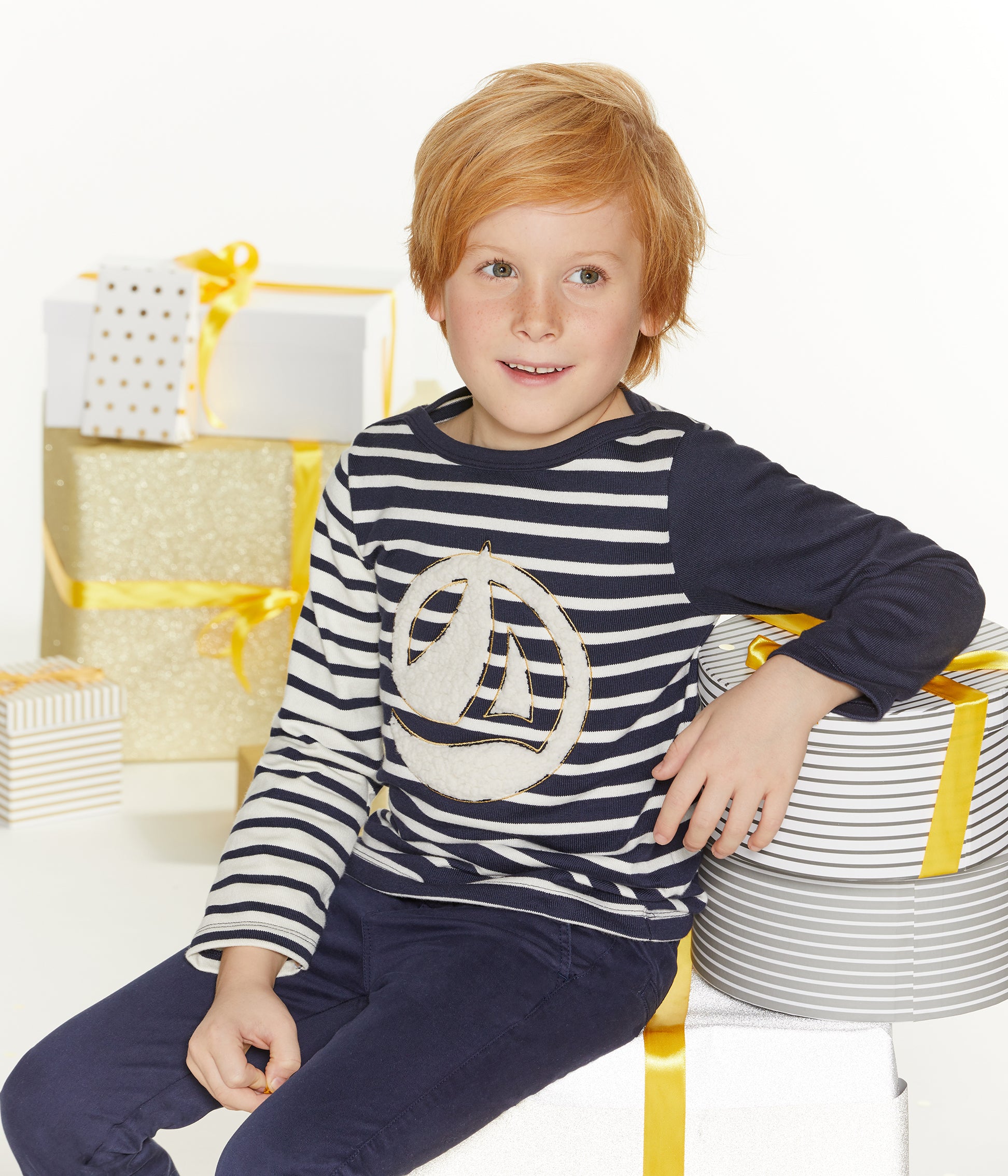 Boys Blue Striped Cotton Top