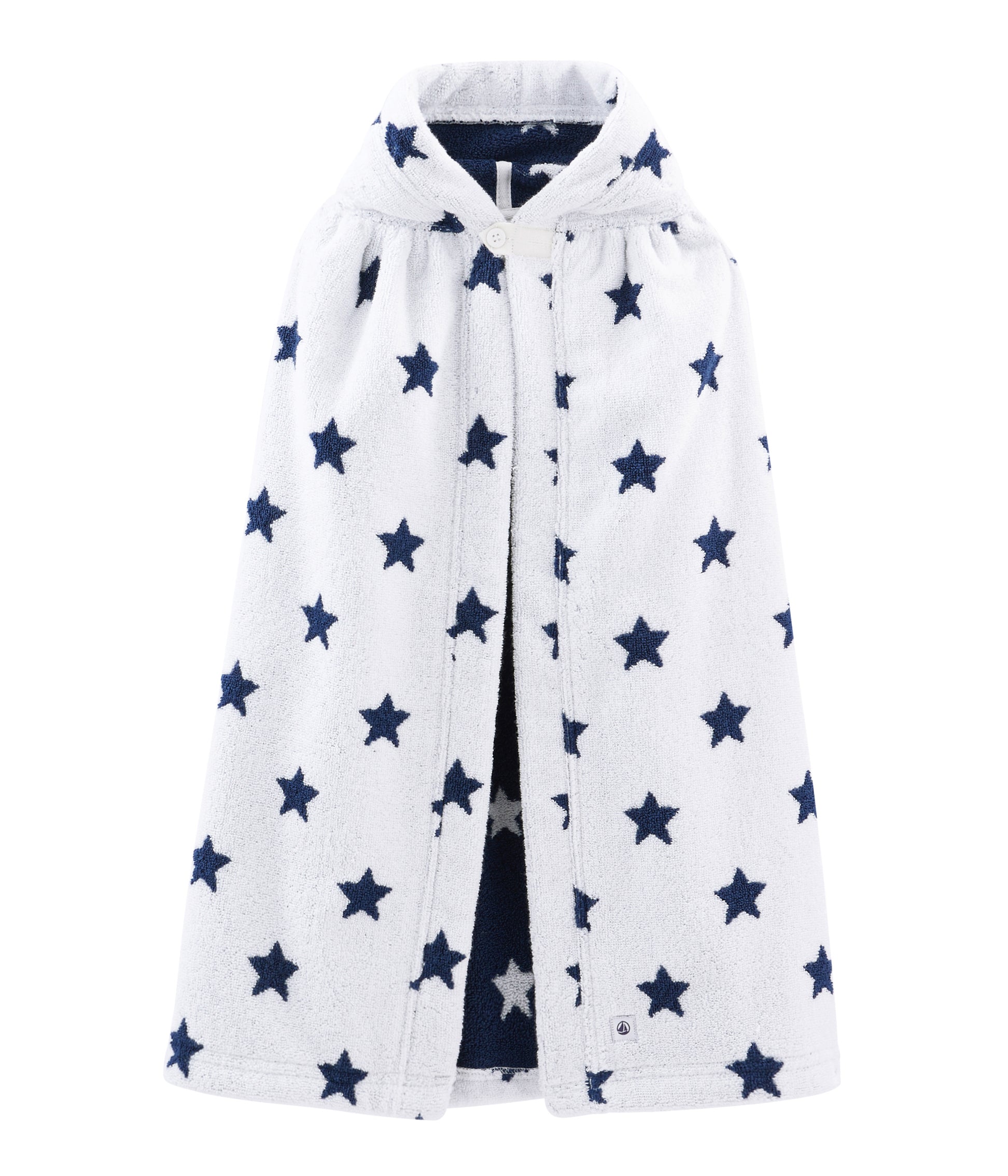 Boys White Star Hooded Cotton Cape