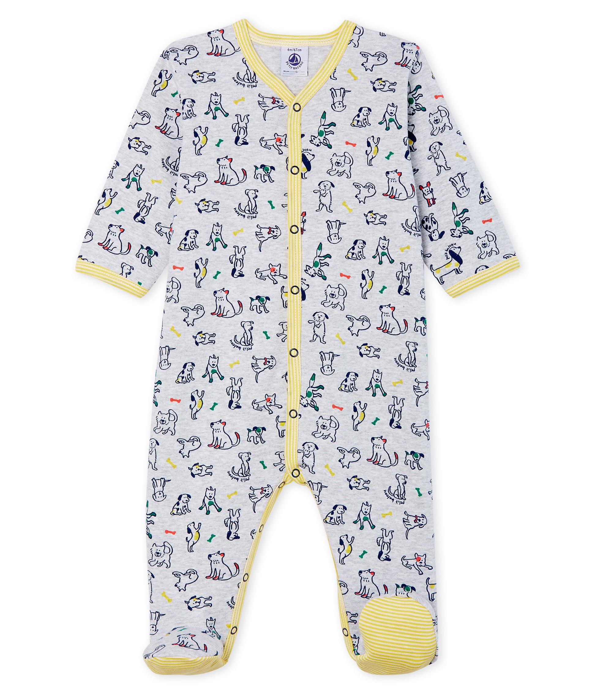 Baby Boys Grey Printing Cotton Babysuits