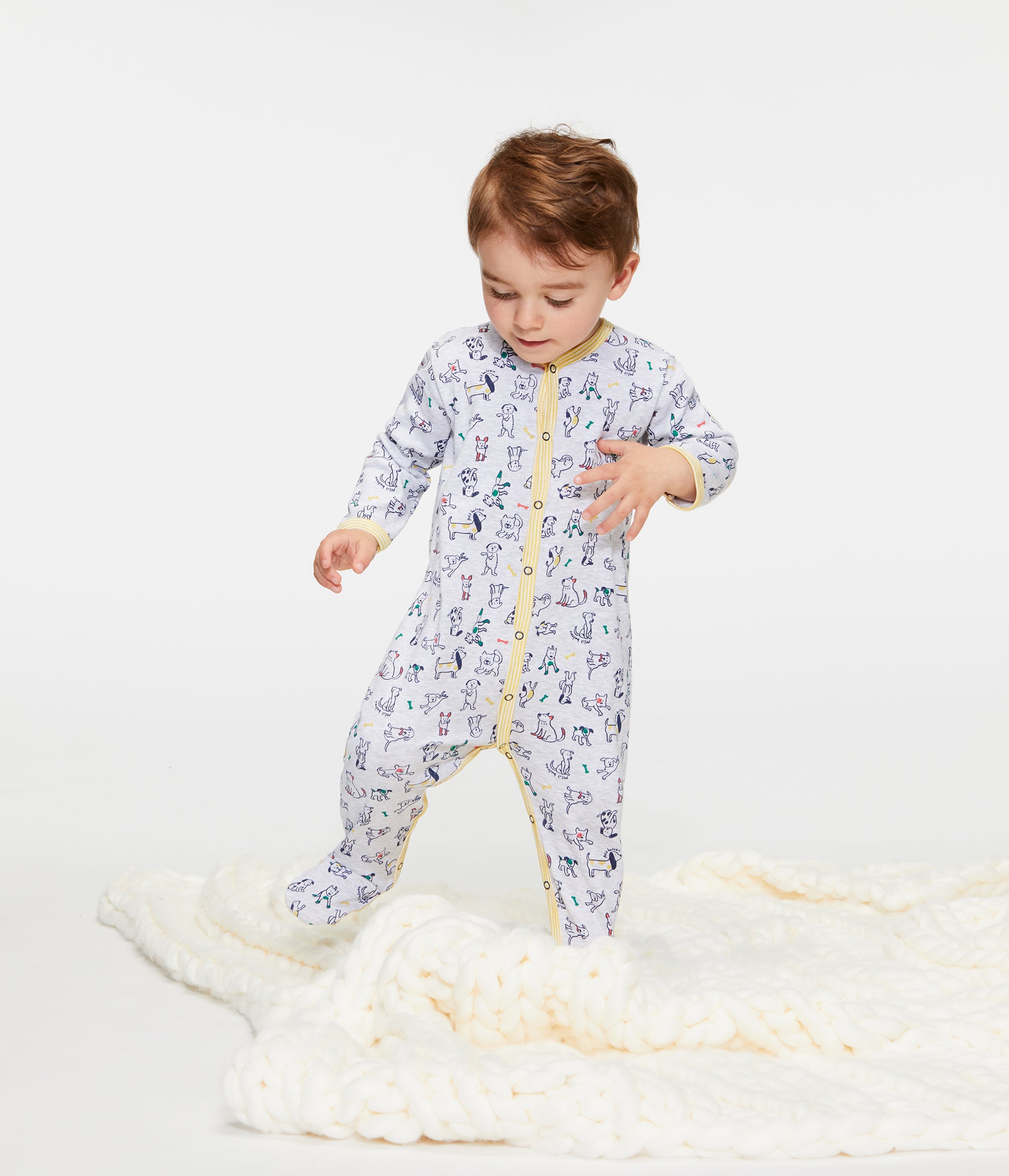 Baby Boys Grey Printing Cotton Babysuits