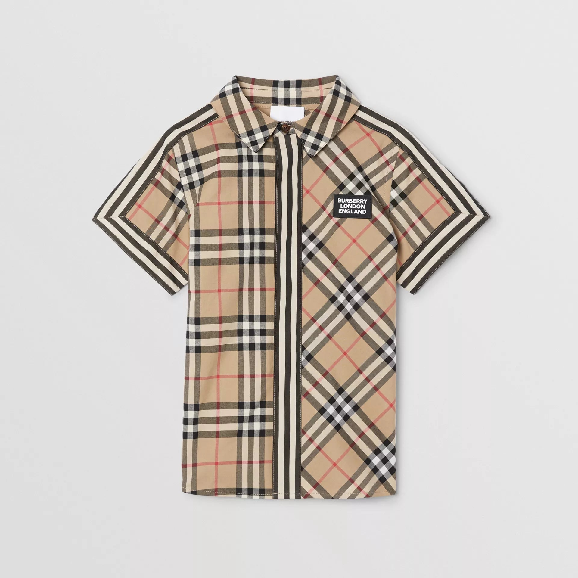 Boys Beige Stripe Cotton Shirt