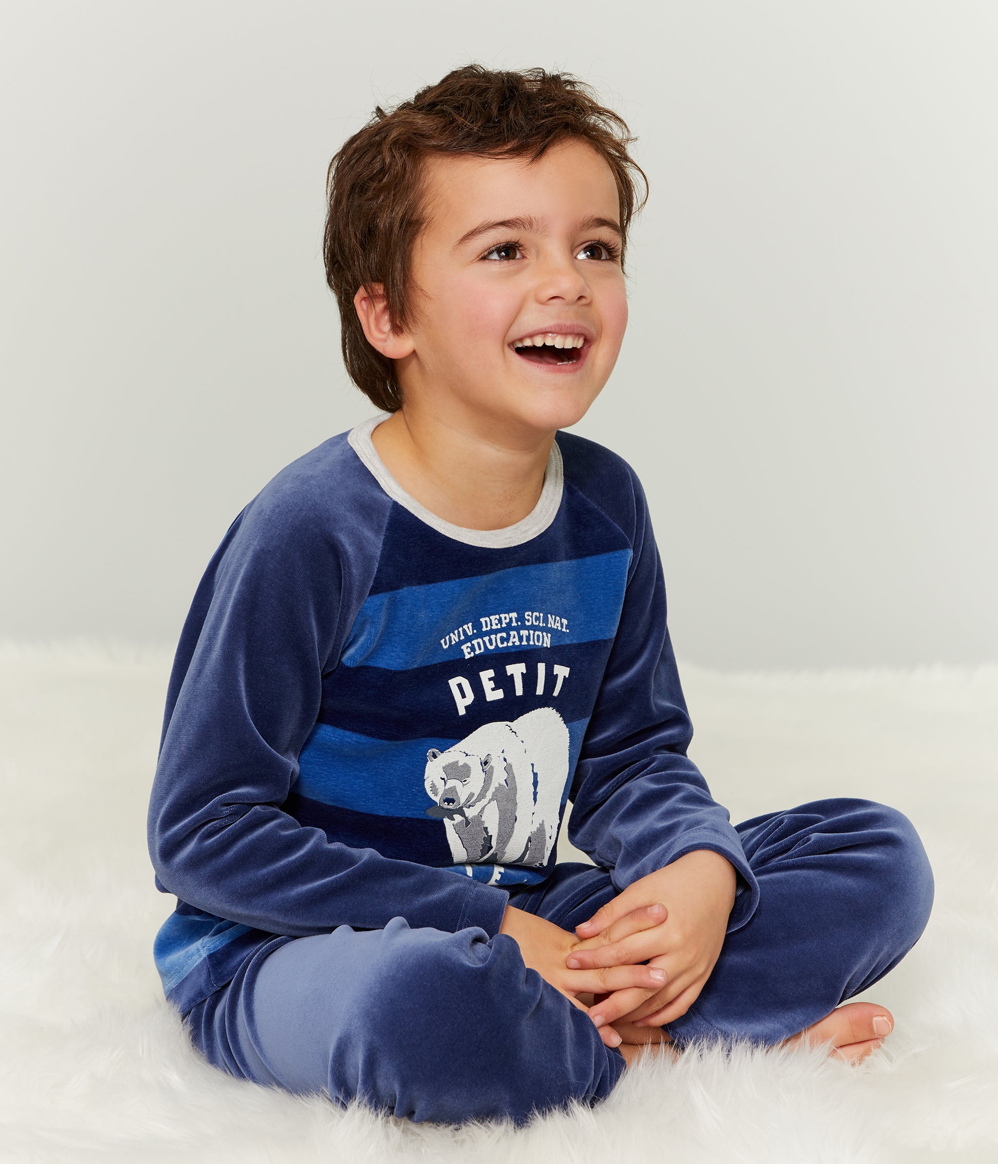 Boys Blue Printed Cotton Nightwear