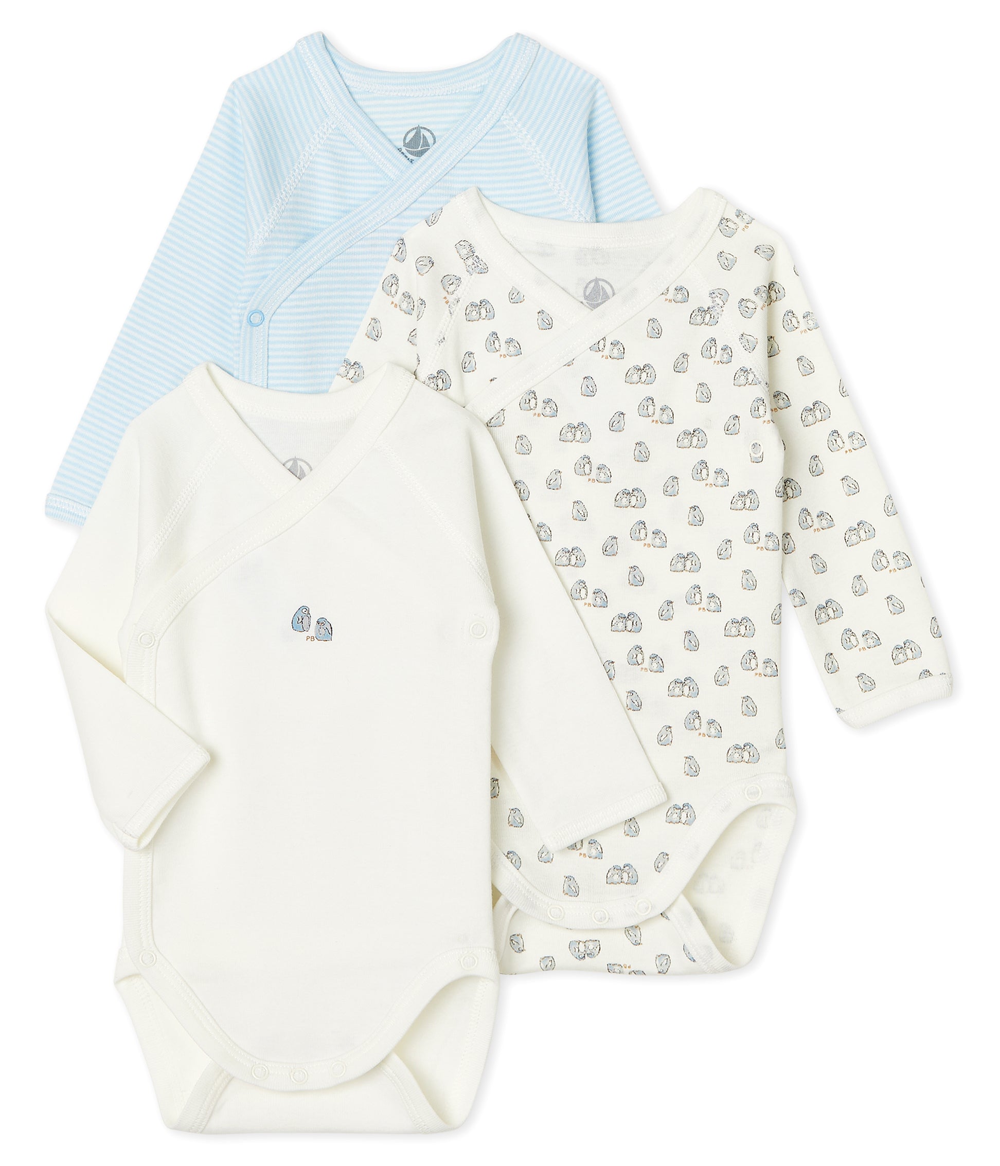 Baby Boys White & Blue Cotton Sets