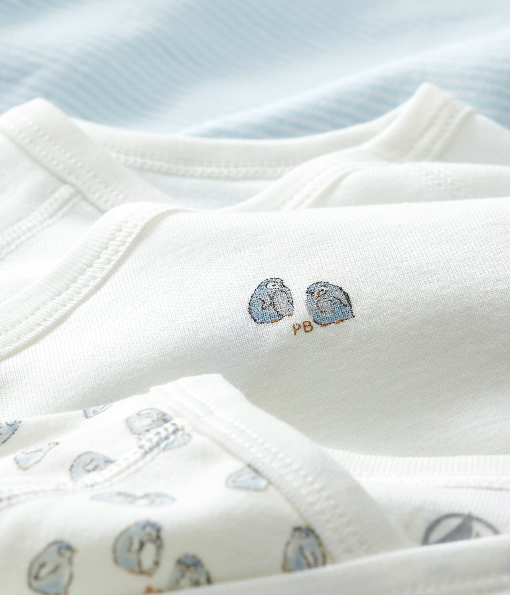 Baby Boys White & Blue Cotton Sets