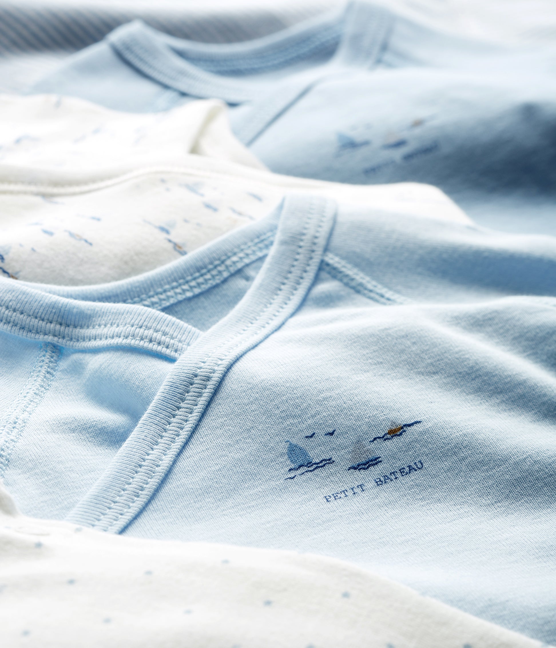 Baby Boys White & Blue Cotton Sets