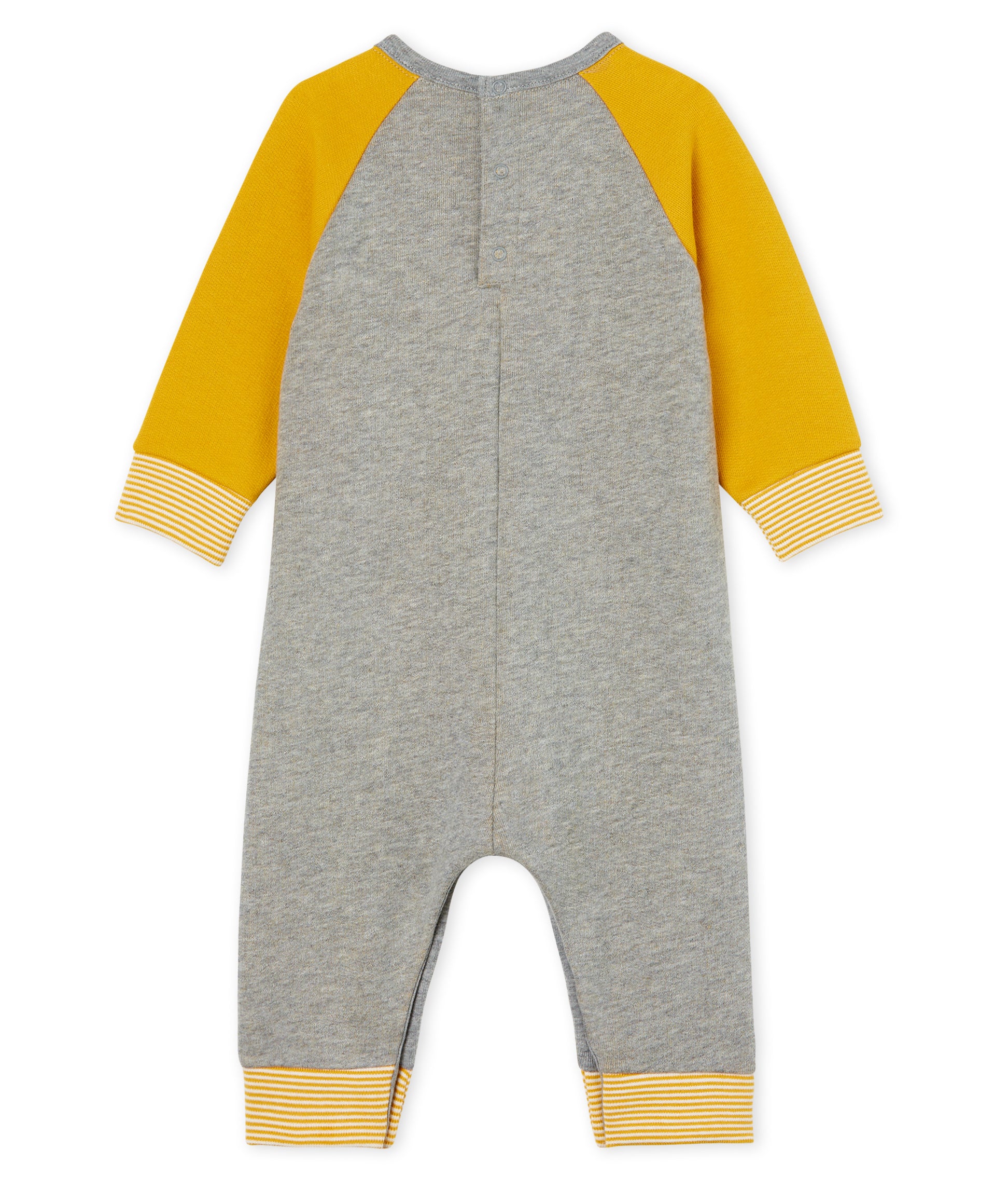 Baby Boys Grey & Yellow Cotton Babysuit