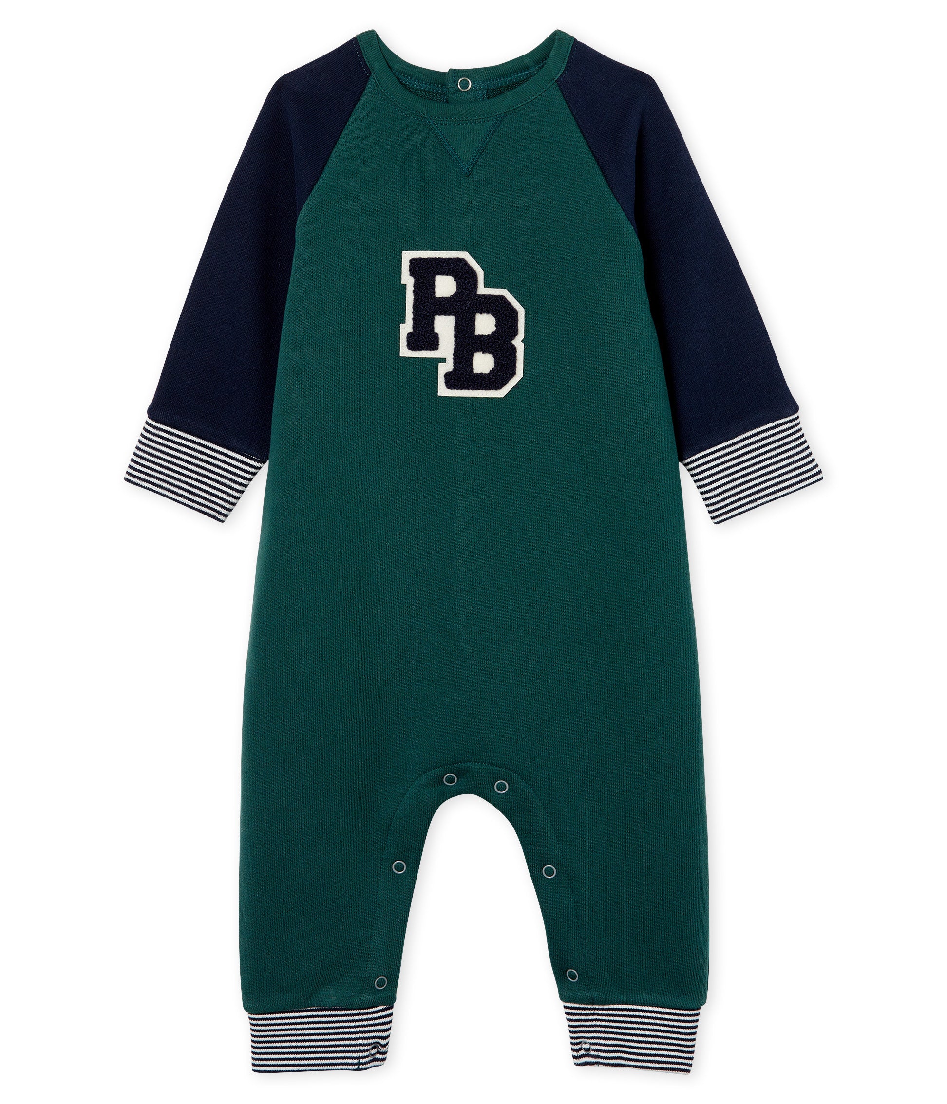 Baby Boys Green Cotton Babysuit