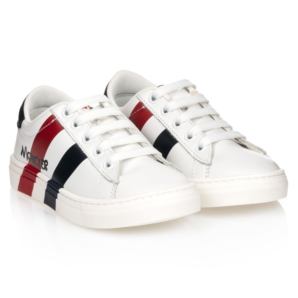 Boys & Girls White Low Top Leather Sneakers