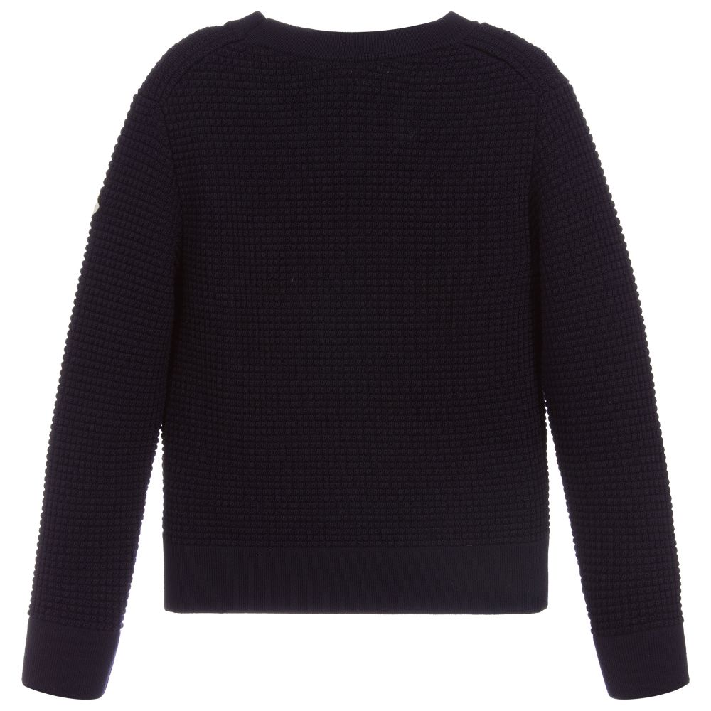 Boys Navy Crew Neck Virgin wool Sweatshirt